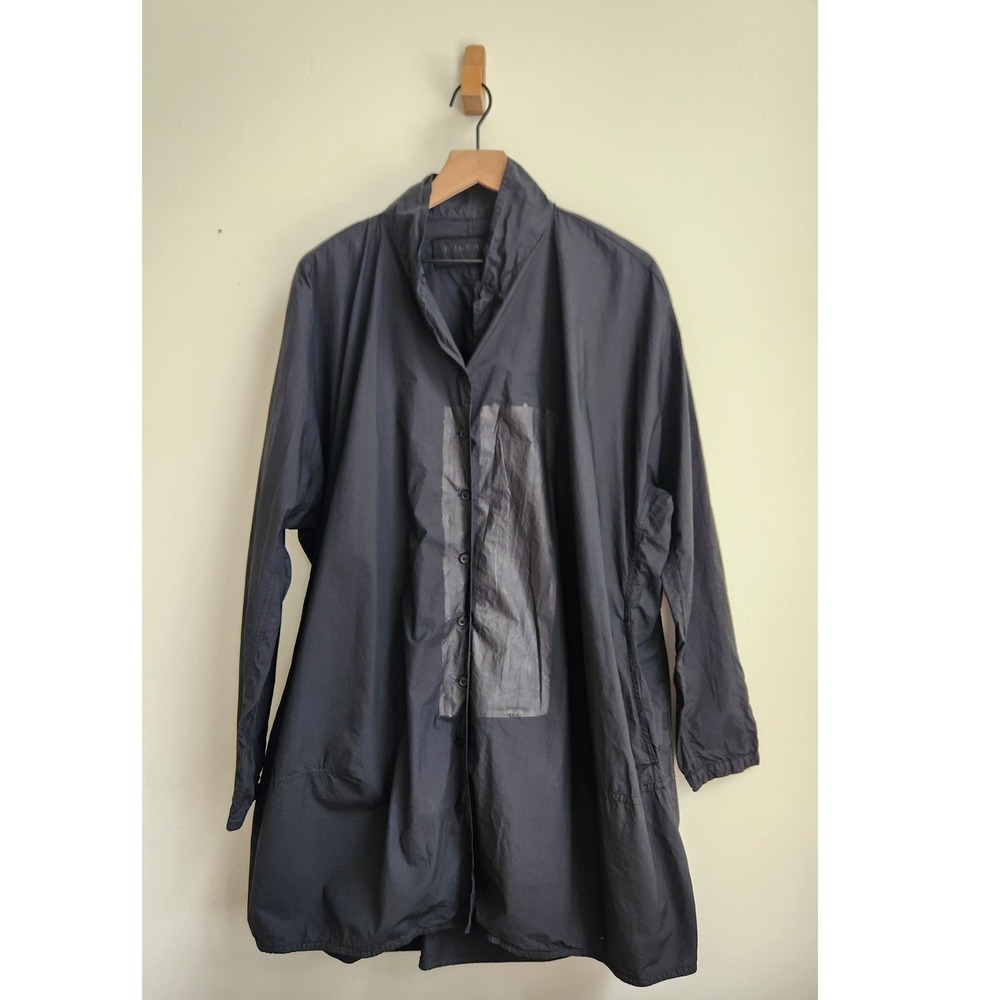 Rundholz Dip Shirt Jacket Women M Black Cotton Curved Hem Lagenlook Artsy Gothic